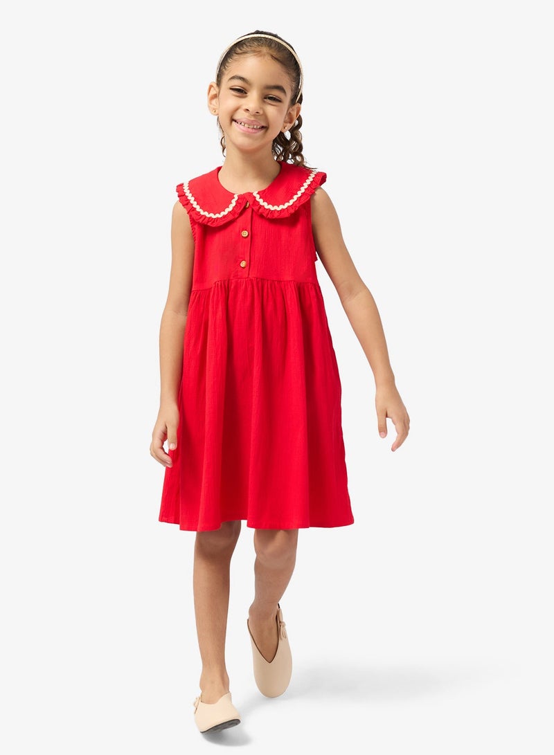 Pinata Red Collar Sleeveless Dress - Image 1